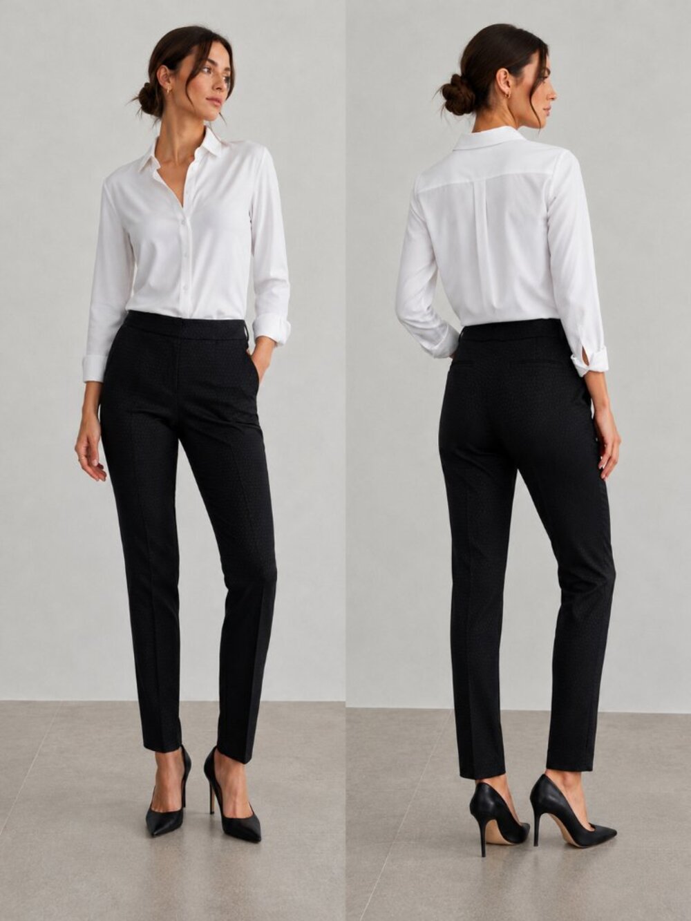 s.Oliver Casual Women Black Jacquard Dress Pants Size US 2 (EU 34) Medium Rise